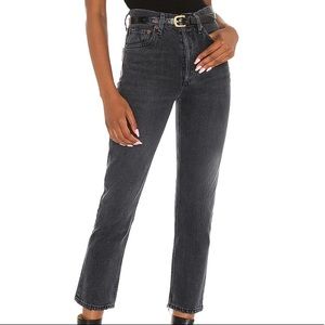 Agolde Riley Cropped Jeans - Black - size 29